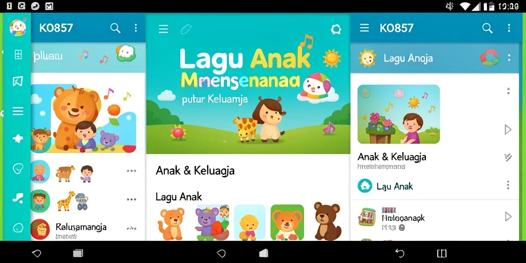 Antarmuka KO857 yang ceria untuk aplikasi Lagu Anak.