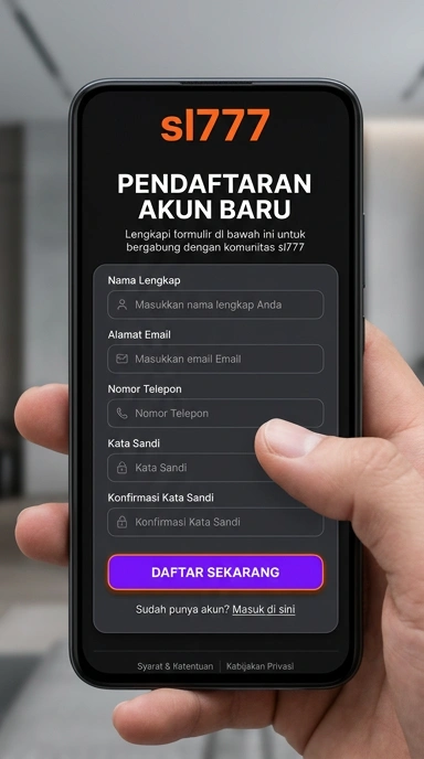Tampilan halaman daftar sl777